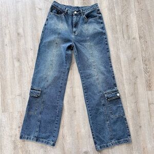 Cider High Rise Cargo Utility Jeans